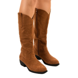 Visoke čizme od antilopa devele boje iz kaubojskih čizama Evelralla smeđa višebojan