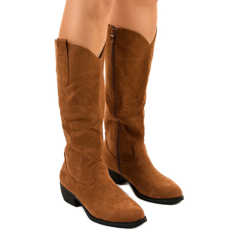 Visoke čizme od antilopa devele boje iz kaubojskih čizama Evelralla smeđa raznobojna