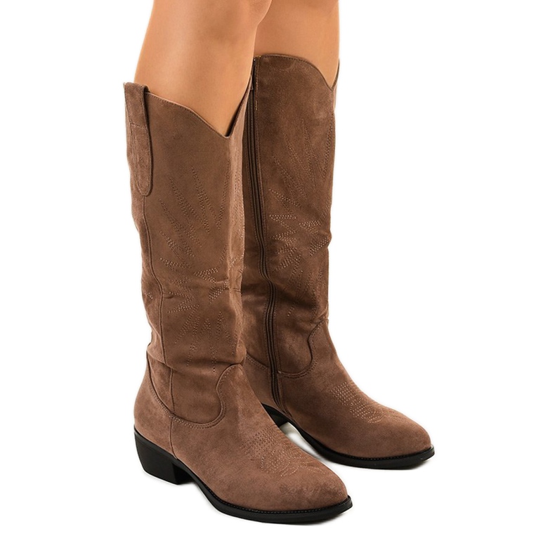 Visoke kaubojske čizme od hakirane antilopa kaki zelena