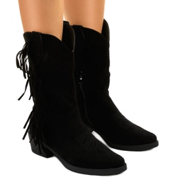 Crne kaubojske čizme od antilopa na patentnom zatvaraču Arisaria crna