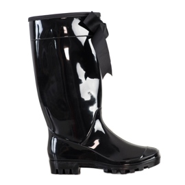 SHELOVET Lakirane galoše s mašnom crna