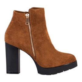 Small Swan Čizme s visokim potpeticama smeđa žuta boja