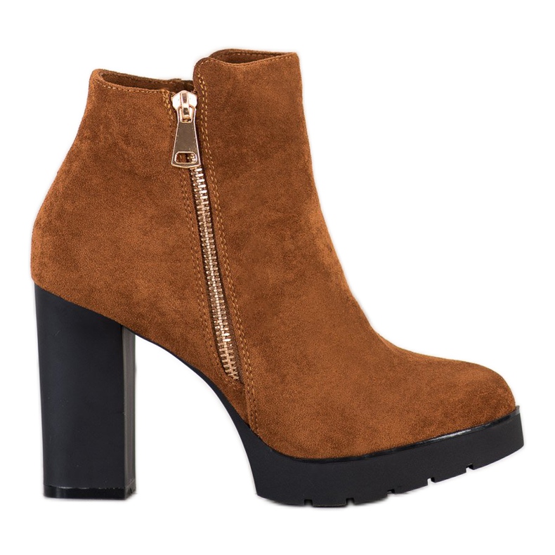 Small Swan Čizme s visokim potpeticama smeđa žuta boja