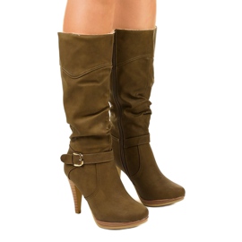 Tople čizme na iglu Ertris kaki zelena