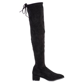 SHELOVET Čizme preko koljena na niskom stupu crna