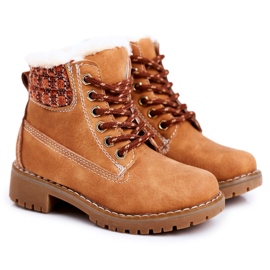 Apawwa Dječje tople čizme Traperki Beżowe Forest bež smeđ