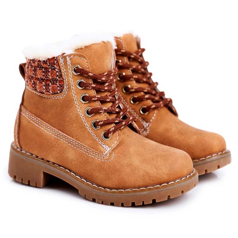 Apawwa Dječje tople čizme Traperki Beżowe Forest bež smeđa