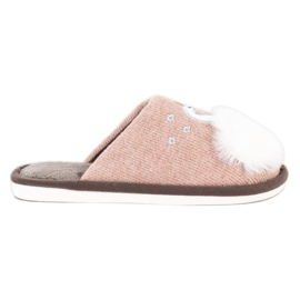 Bona Tople papuče s aplikacijom bež bijela smeđa ružičasta