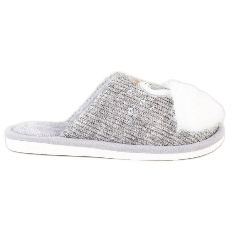 Bona Tople papuče s aplikacijom bijela siva