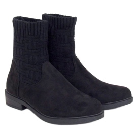 Čizme s gornjim dijelom džempera crne E2100 Crne crno