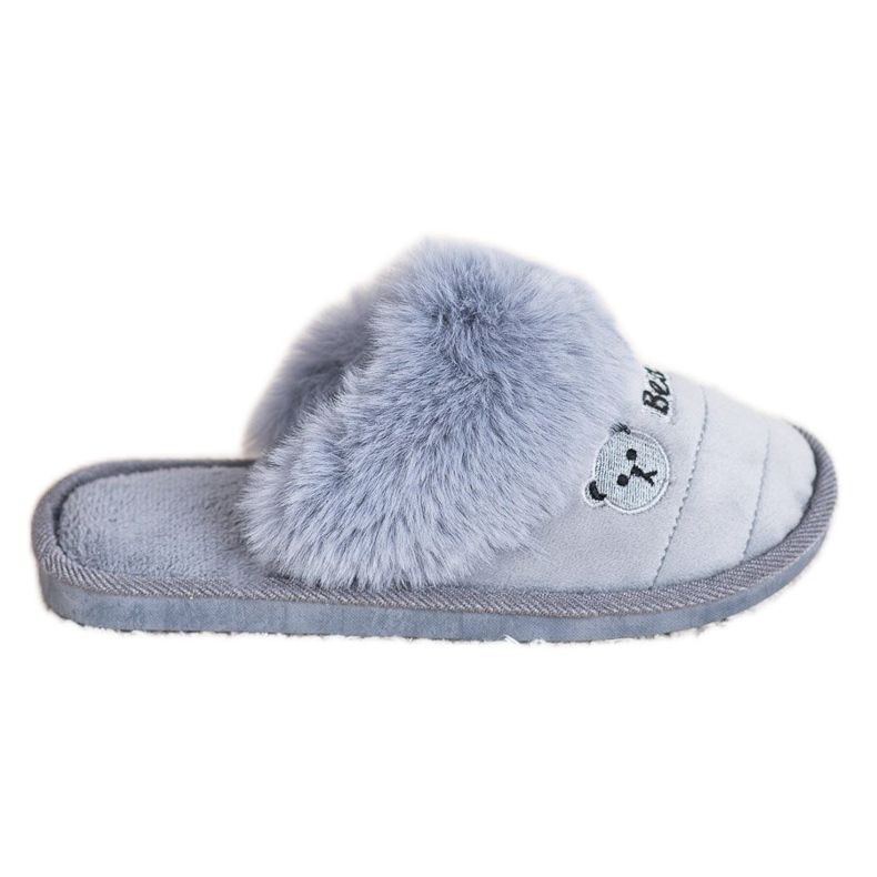 Bona Papuče s medvjeđim krznom siva