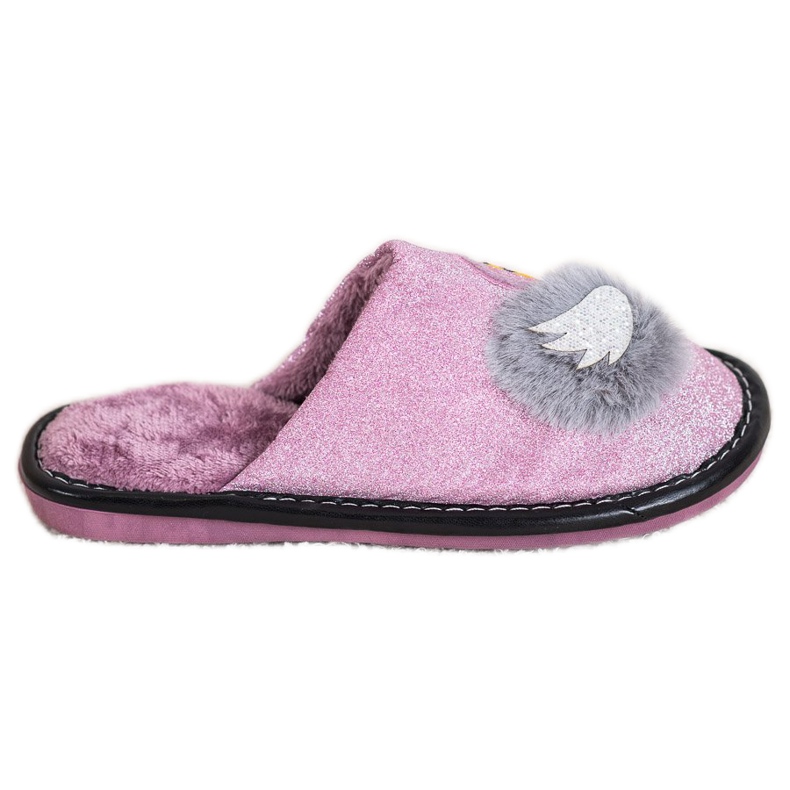 Bona Elegantne papuče s aplikacijom ljubičasta srebro siva