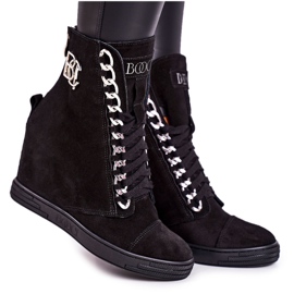 Ženske tenisice od antilopa BOOCI 2222/066 / s Srebrni lanac Crna crno