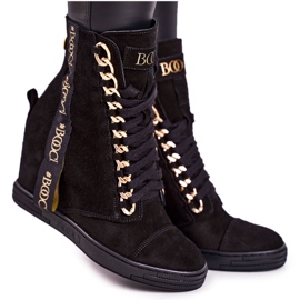 Ženske tenisice od antilopa s vrpcom BOOCI 2222/543 / z Crna