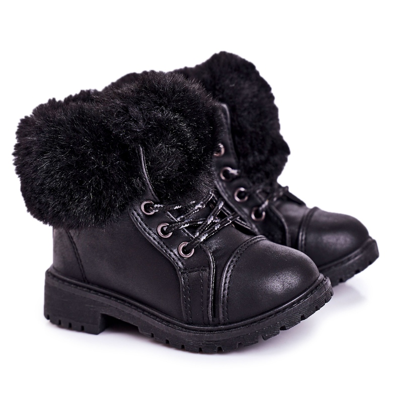 Dječje tople zamke s krznom Crna Nella crno