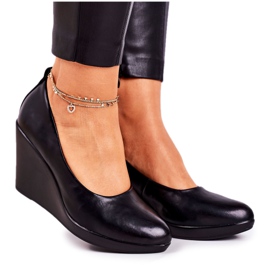 PJ1 Ženske klasične pumpe na klinovima crne Ivonne crna