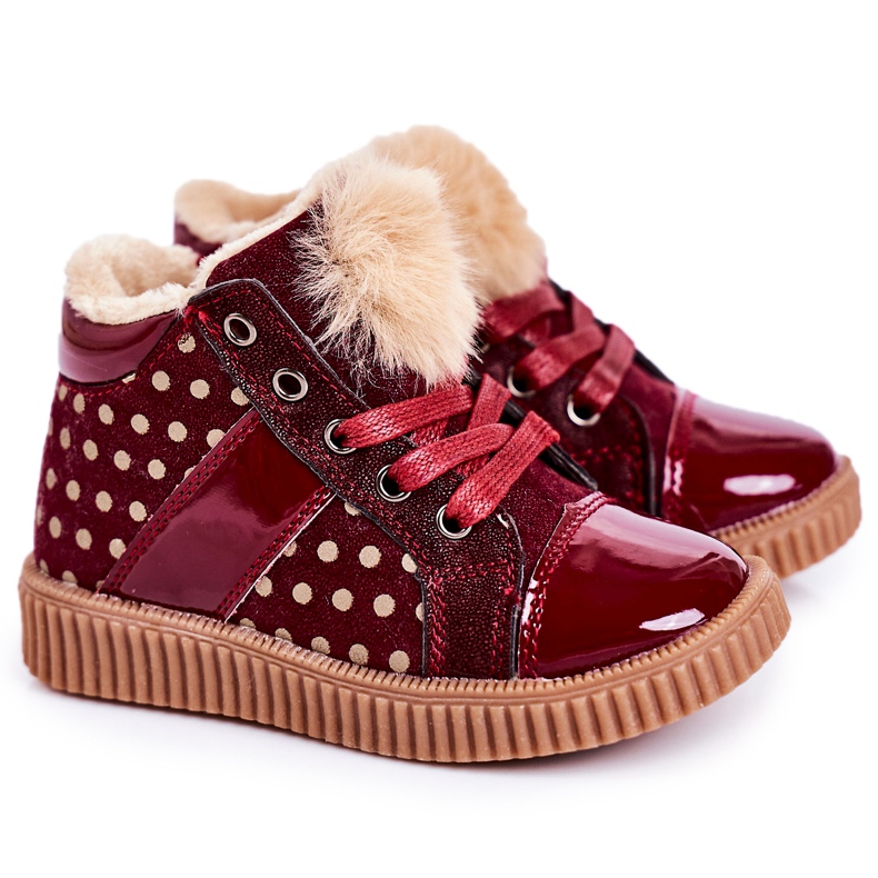 PL1 Dječje tenisice s toplim čizmama u točkicama crvena Anastasia