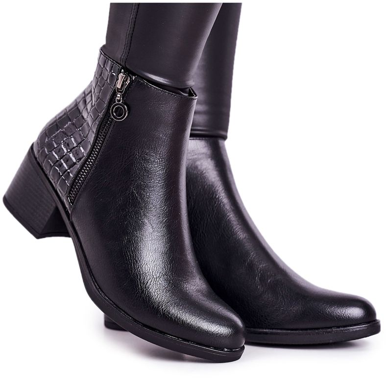 PJ1 Ženske tople čizme na životinjama s visokim potpeticama ispis crne boje Confidence crno