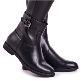 PJ1 Ženske crne napola tople čizme sa kopčom crna