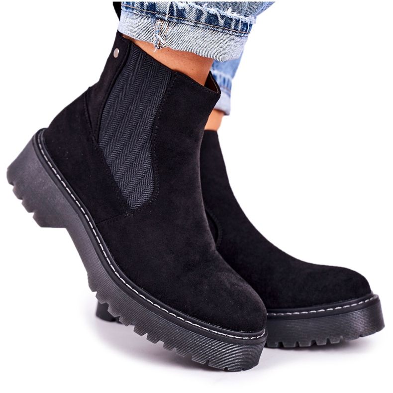 Ženske čizme Jodhpur čizme na gumenom đonu, antilopu, crnom Voyageru