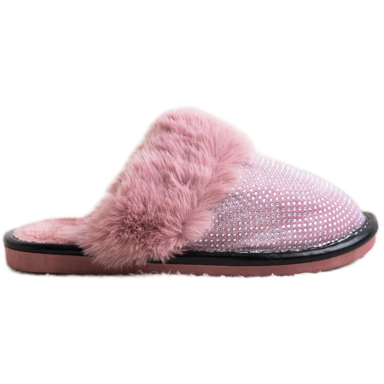 Bona Udobne papuče s krznom ružičasta