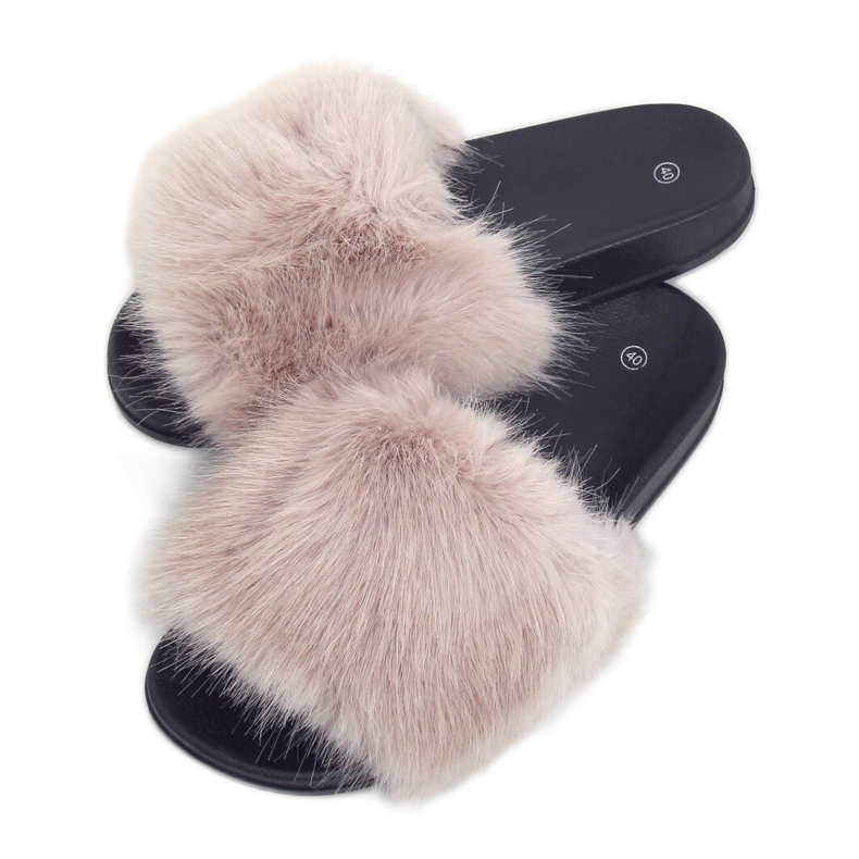 Bež papuče s krznom CK107P Bež