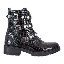 Super Me Lakirani radnički zmijski otisak crna