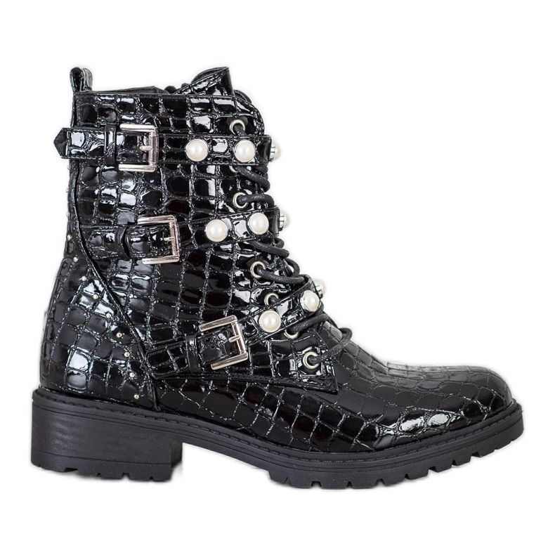 Super Me Lakirani radnički zmijski otisak crno