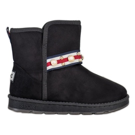 Bona Mukluki s ukrasnom trakom crna