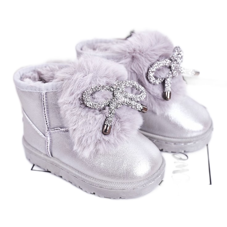 Dječje čizme za snijeg s krznom Srebrna Aurora srebro