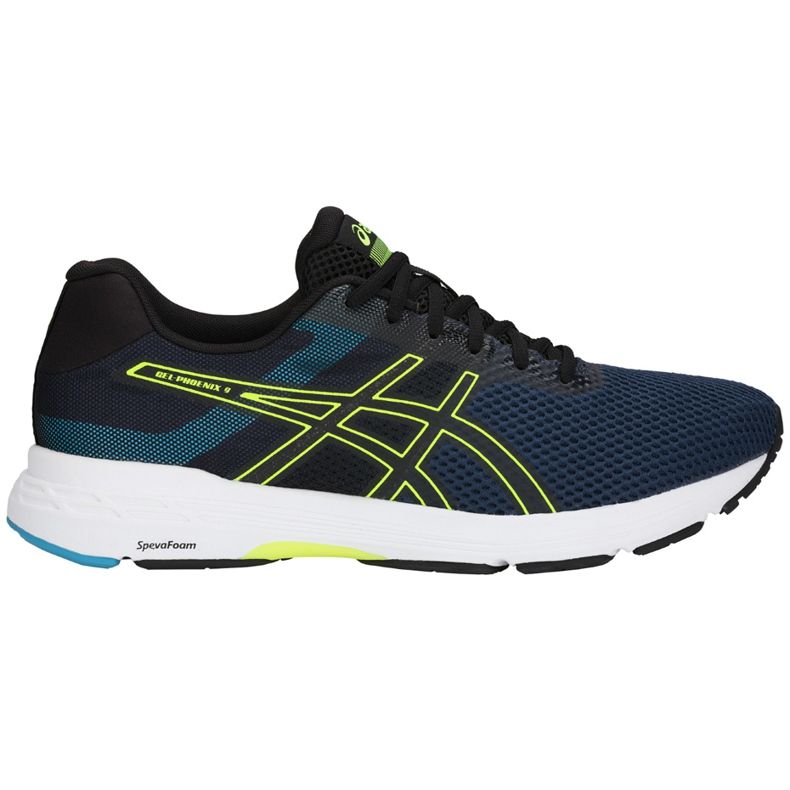 Asics Gel Phoenix 9 T822N 400 muške tenisice za trčanje crno mornarsko plava žuta boja