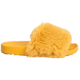 Bona Modni papuče s krznom žuti
