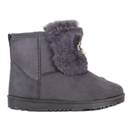 Queentina Topli mukluki s ukrasom siva