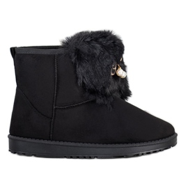 Queentina Topli mukluki s ukrasom crno