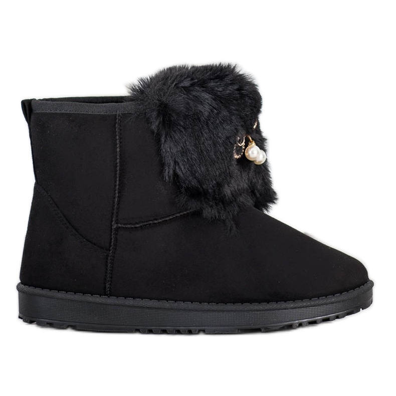 Queentina Topli mukluki s ukrasom crno