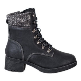 Queentina Tople čizme na postu crna siva