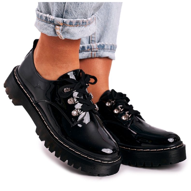 S.Barski Ženske cipele Oxfords na platformi S. Barski HX15 Lakirano crno