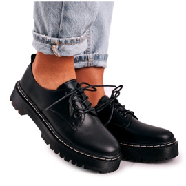 Ženske klasične cipele Oxfords na crnoj platformi S.Barski HX62 crna