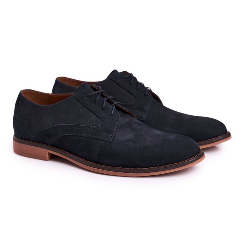 Bednarek Polish Shoes Muške kožne mokasine Nubuck Bednarek Navy Blue plava