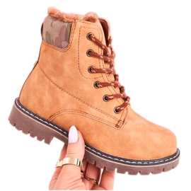 Apawwa Dječje čizme Trappers ugrijane krznom Camel London bež smeđ