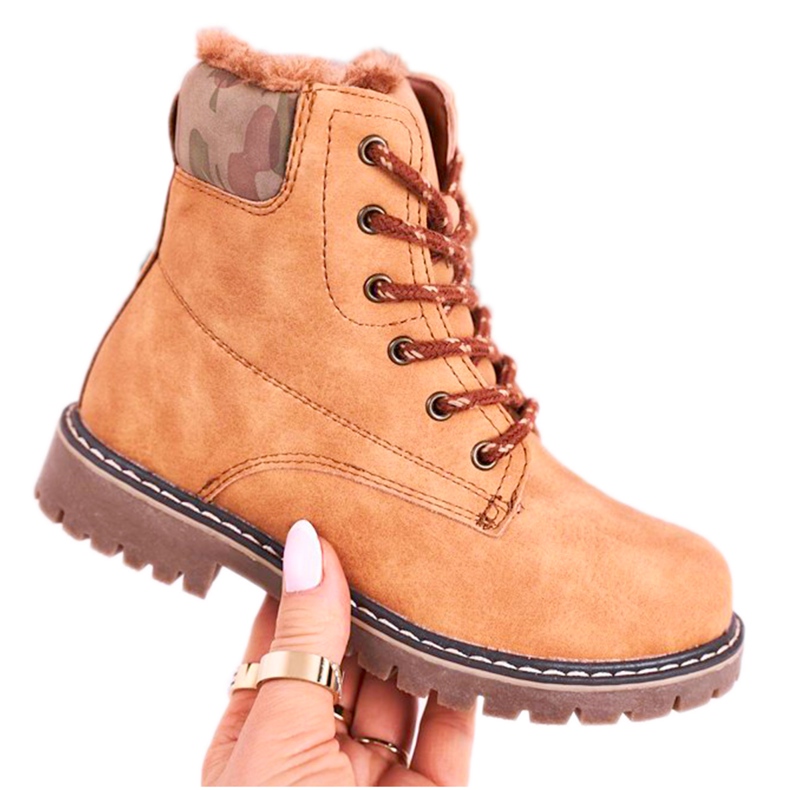 Apawwa Dječje čizme Traperi zagrijani krznom Kamila London bež smeđa