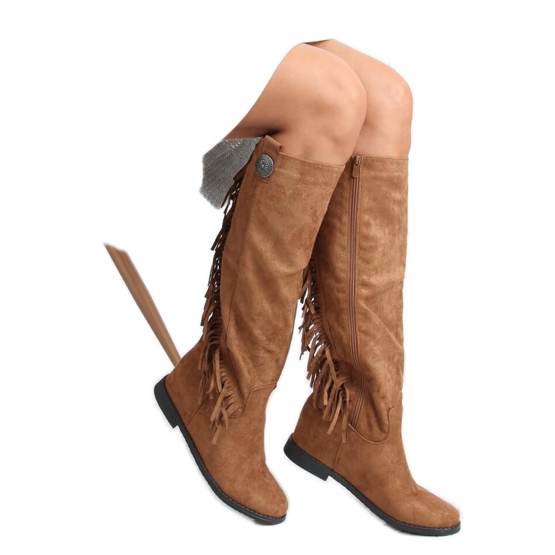 Čizme s resama, skrivena klina kamila ST-28P Camel bež