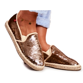 Ženske espadrile Big Star Iridescent Sequins Gold DD274A161 bakar zlatni