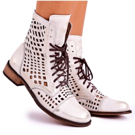 Nicole Ženske bijele ažurne kožne čizme Abigail bijela