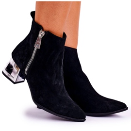 Nicole Ženske čizme na antilopu od srebrne pete Crna Norah crno