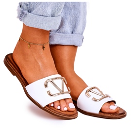 Nicole Ženske klasične kožne papuče bijele Evie bijela