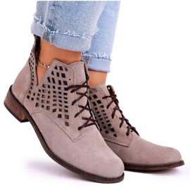 Nicole Ženske otvorene čizme od antilopa Cappuccino Susannah smeđa