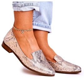 Nicole Ženske kožne mokasine životinjskog uzorka Golden Scarlett višebojan zlatni