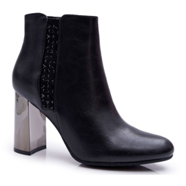 Ženske čizme na srebrnom stupu Black Peve crna