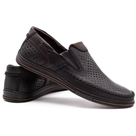 Polbut Muške kožne ljetne cipele 09 crne sa smeđom za ljeto raznobojna